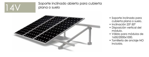 Estructura Soporte Placas Solares para Suelo Regulable 25º – 30º 14V