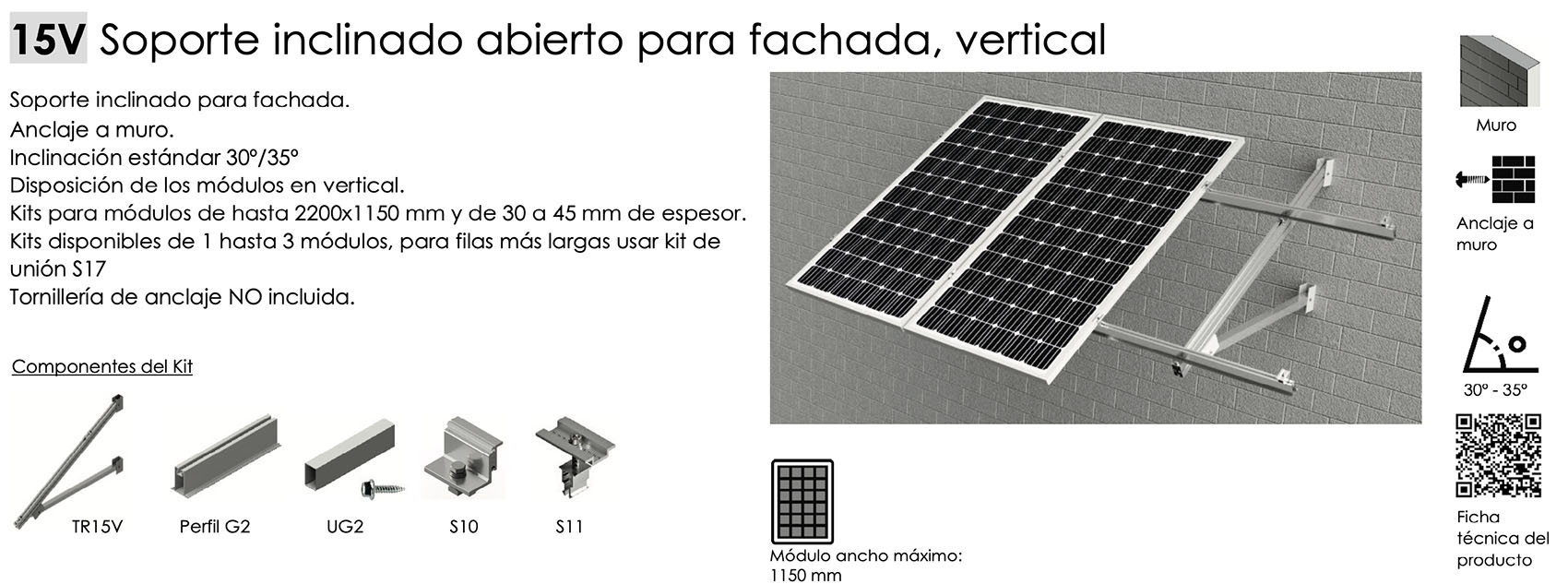 Soporte paneles solares SUNFER CVA915. 