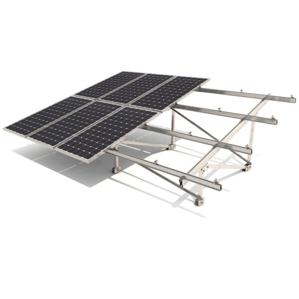 Soporte inclinado para terreno en filas de 2 módulos en vertical 31V