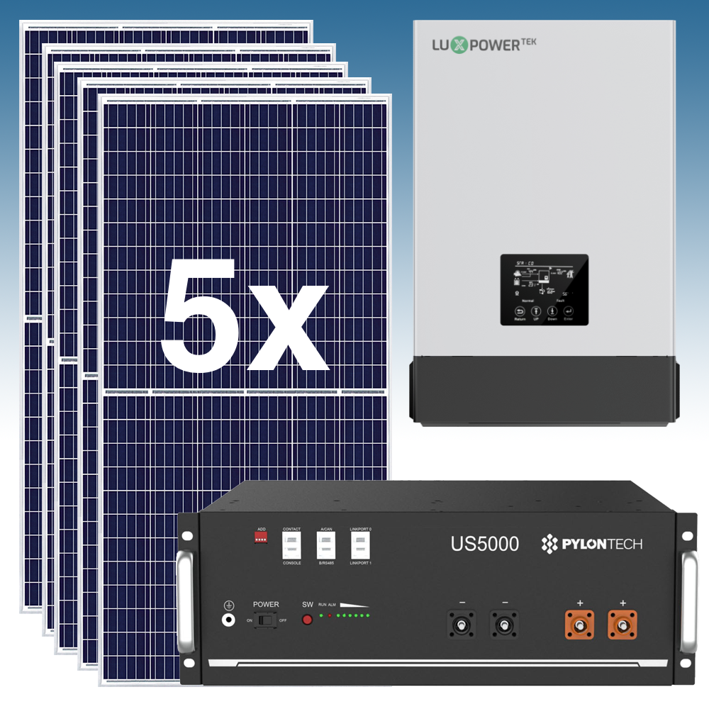 ksfsv5placas Kit Solar Fotovoltaico 7500Wh/dia con batería de Litio 4.8 kWh 48V