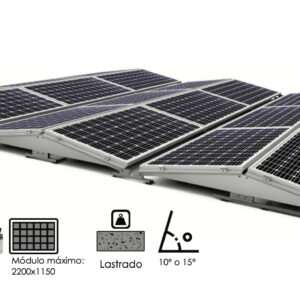 Soporte inclinado lastrado este-oeste para cubierta plana en horizontal 26H