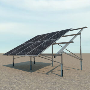 Soporte inclinado para terreno 2 filas de placas en vertical – anclaje hincado 35V