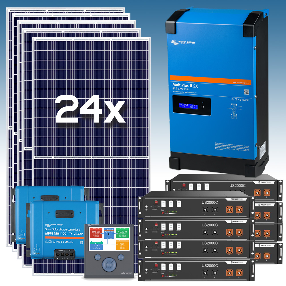 Kit Solar Fotovoltaico 30 kWh/dia con baterías de LITIO 19,2 kWh Premium