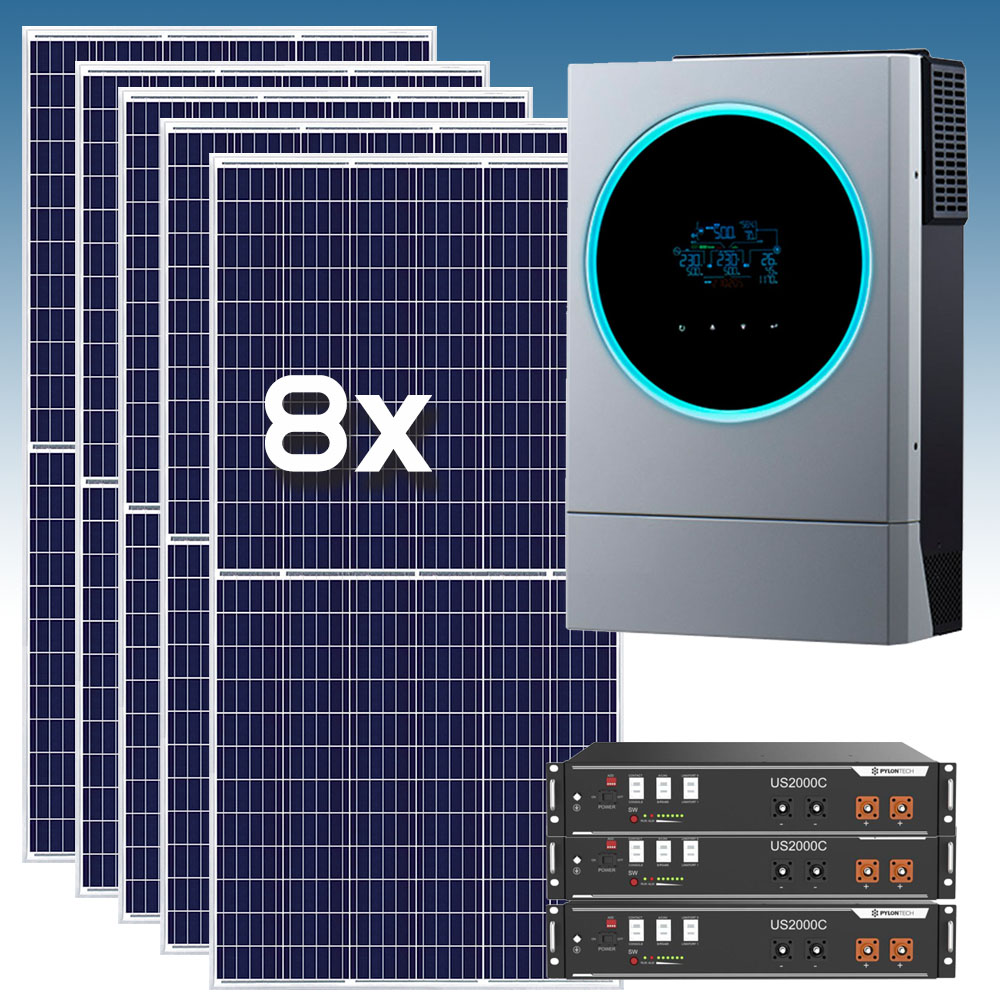 Kit Solar Fotovoltaico 10000Wh/dia con baterías de Litio 7.2 kWh 48V