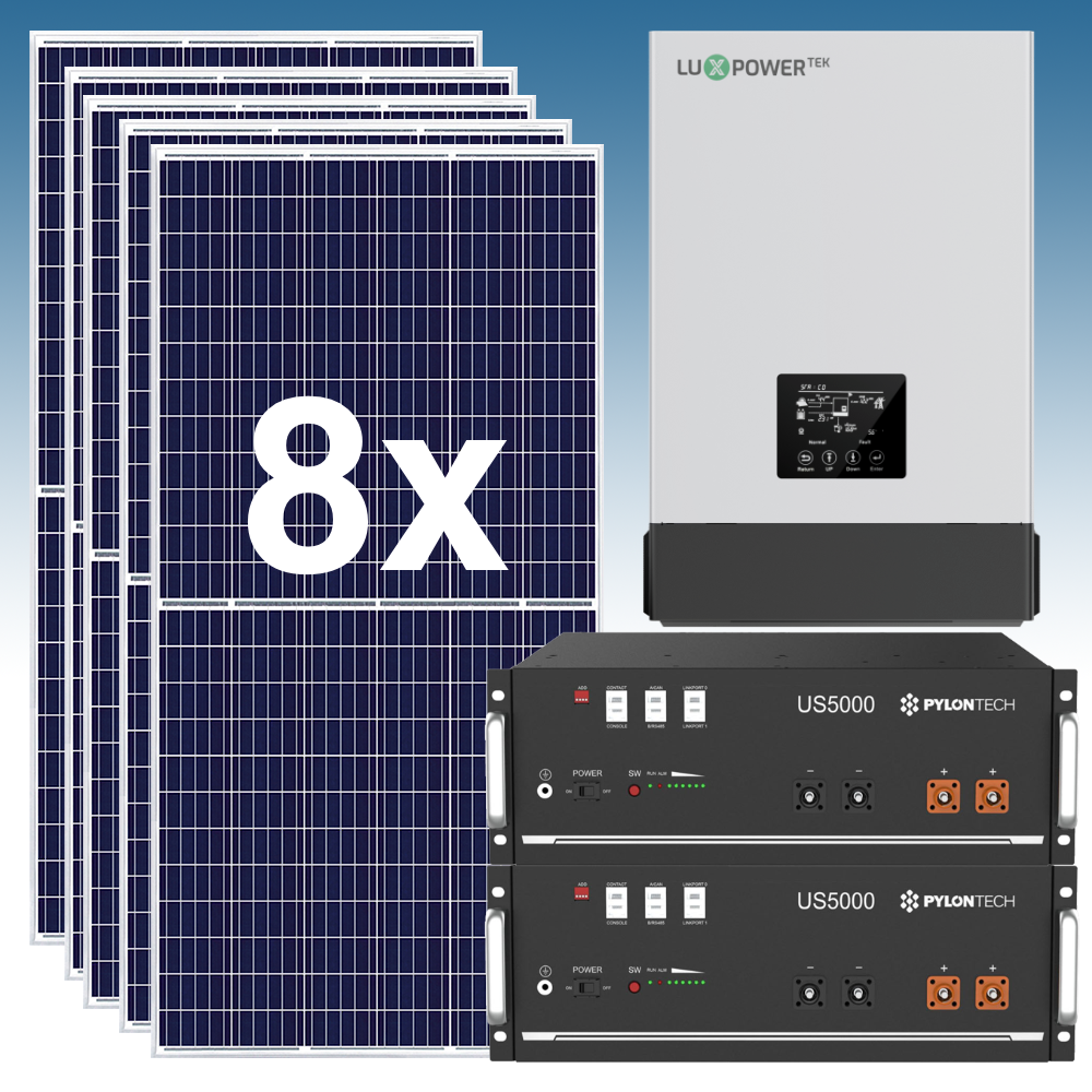 ksafsv8placas Kit Solar Fotovoltaico 9 kWh/dia con baterías de Litio 9,6kWh 48V