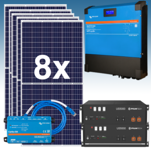 Kit Solar Fotovoltaico 10 kWh/dia con baterías de LITIO 9,6kWh 48V Premium