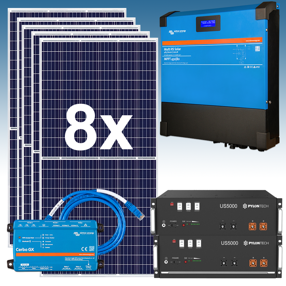 ksavhmultirs Kit Solar Fotovoltaico 10 kWh/dia con baterías de LITIO 9,6kWh 48V Premium