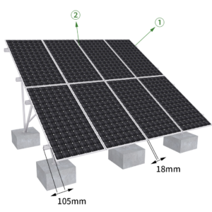 Estructura inclinada 2×4 módulos en vertical para 8 placas solares